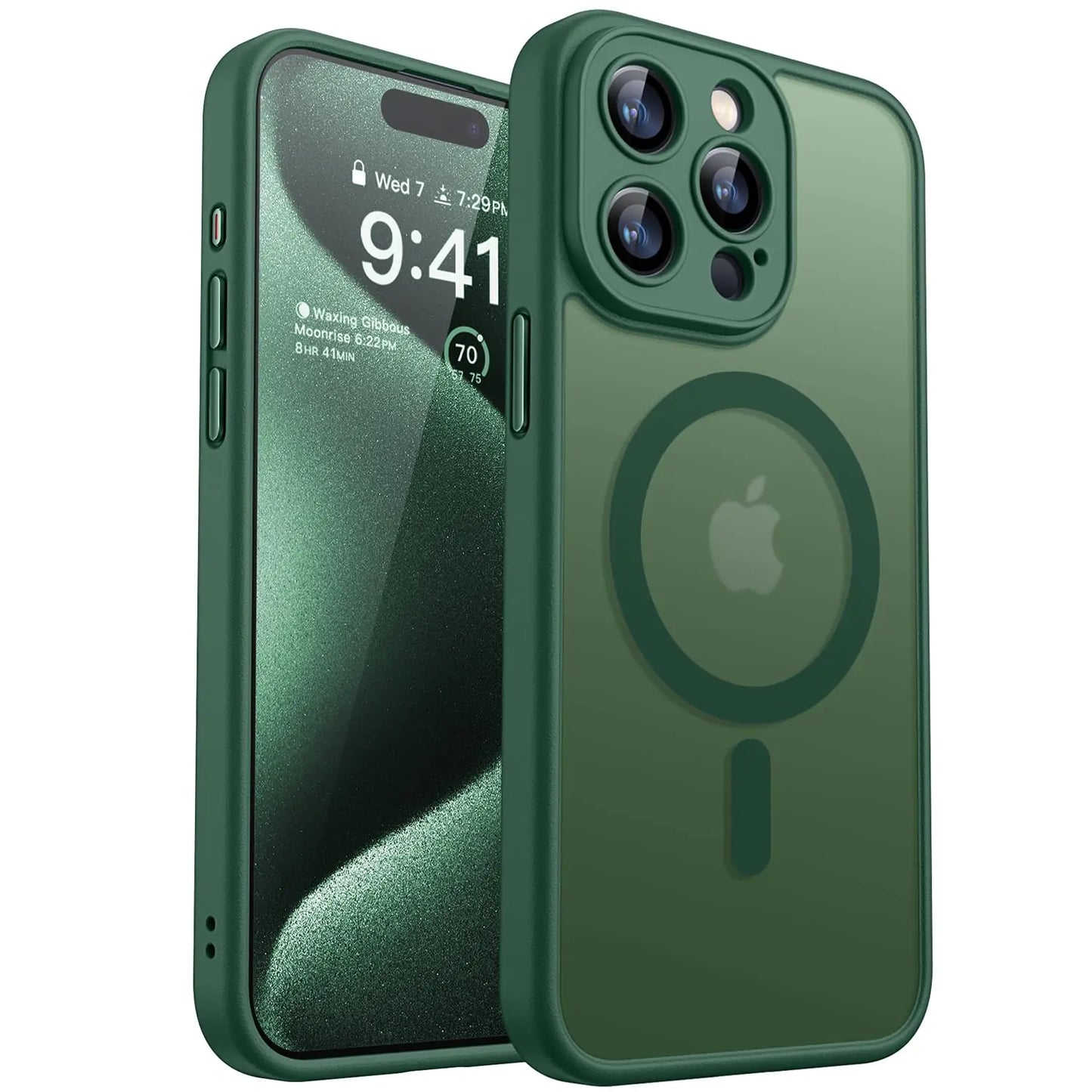 CANSHN Magnetic for iPhone 15 Pro Case Clear, Upgraded [Full Camera Protection] [Compatible with Magsafe] Non-Yellowing Protective Shockproof Bumper Phone Case 6.1 inch - Clear